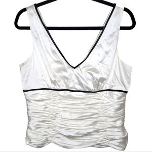 Adrianna Papell Evening Essentials Ruched Satin Top Size 14